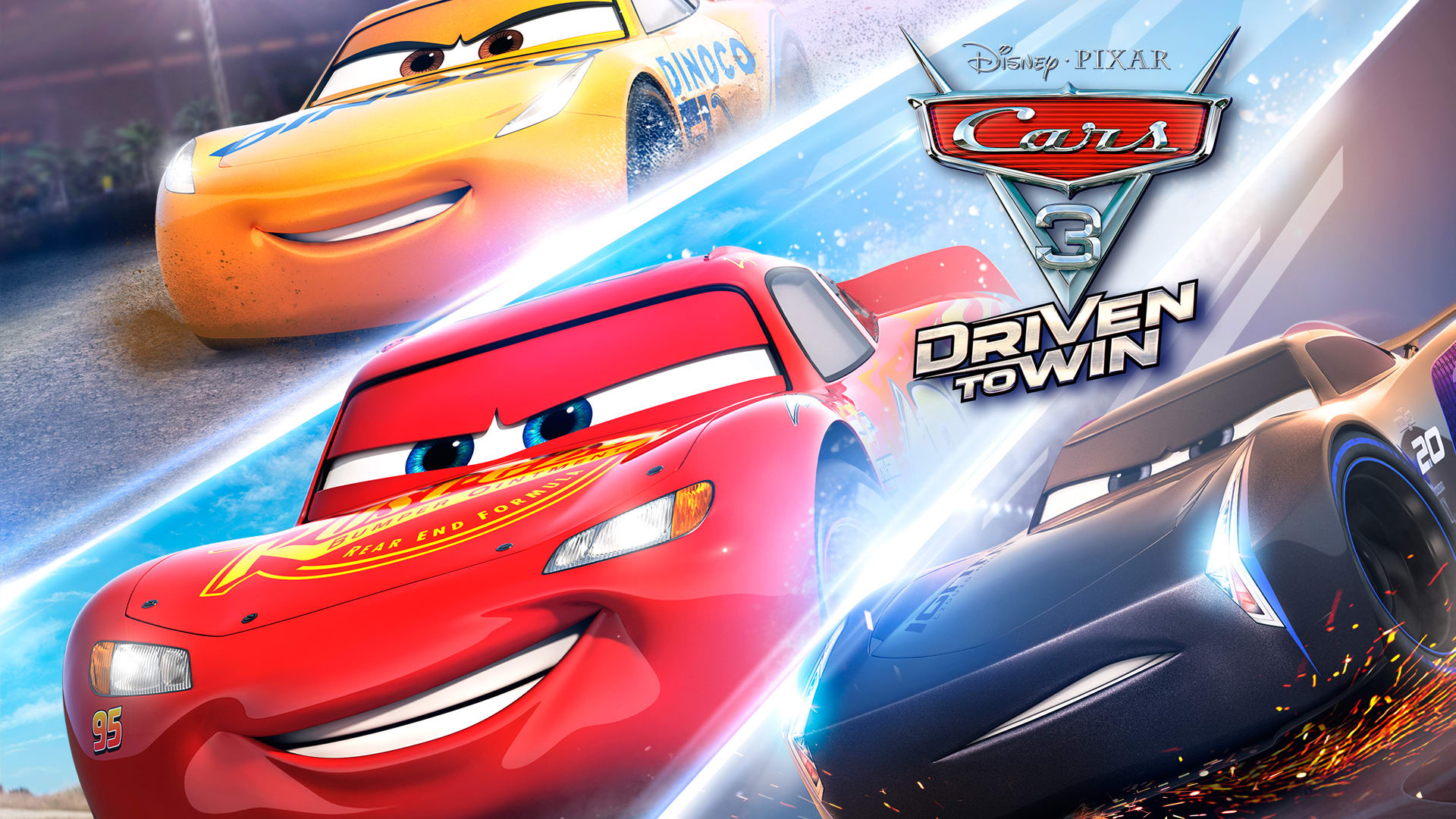 Cars 3 Driven to Win title screen for Nintendo Switch