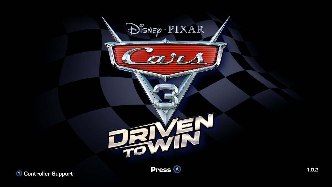 Cars 3: Driven to Win title screen for Nintendo Switch