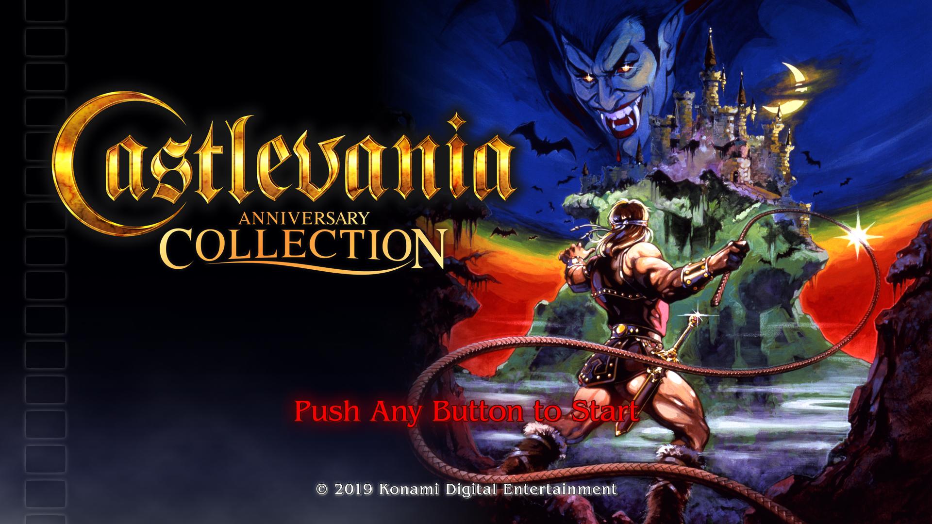 Castlevania Anniversary Collection title screen for Nintendo Switch