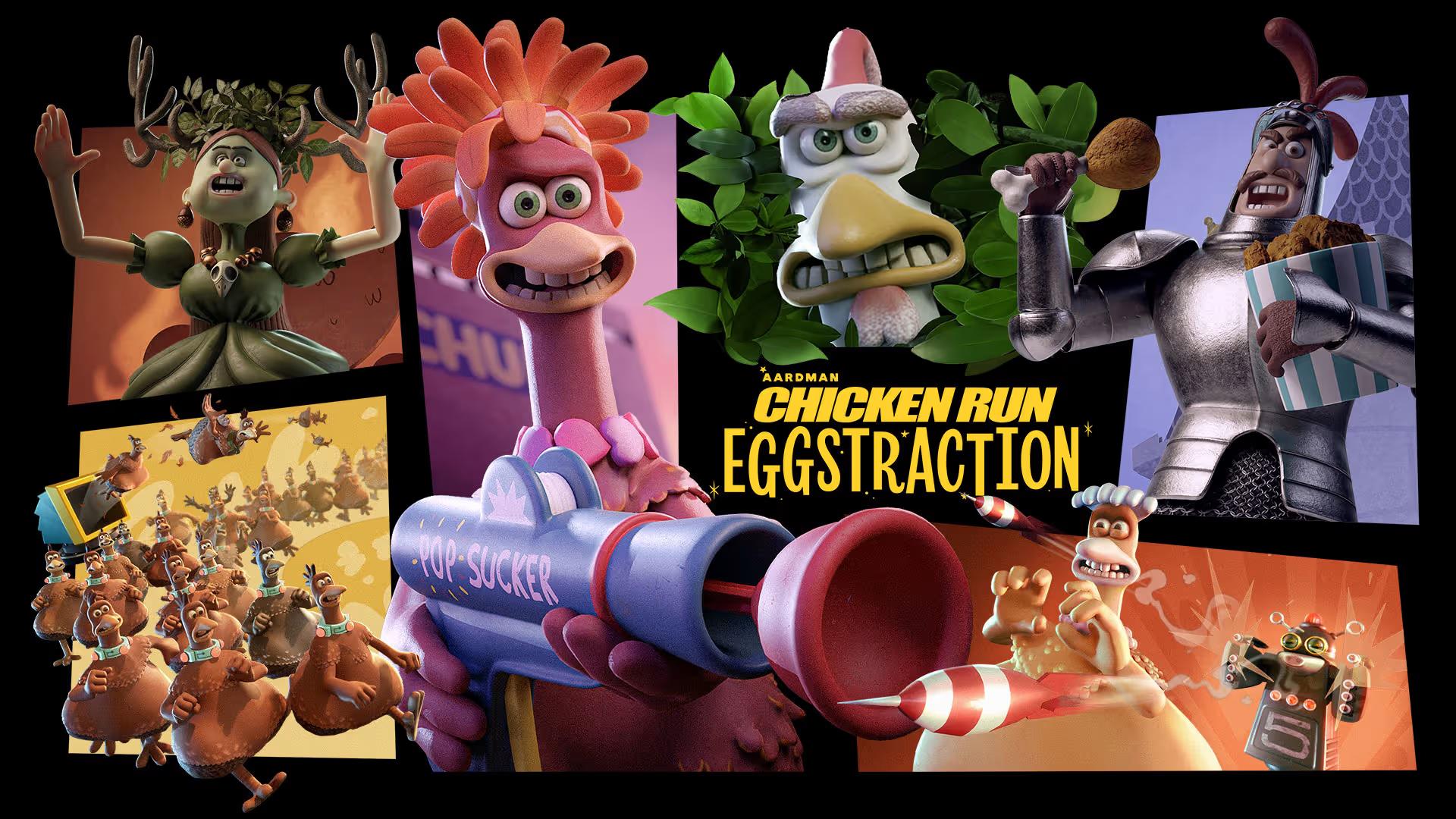 Chicken Run: Eggstraction title screen for Nintendo Switch