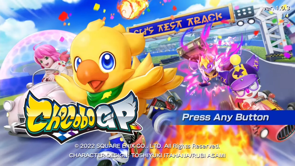 Chocobo GP title screen for Nintendo Switch