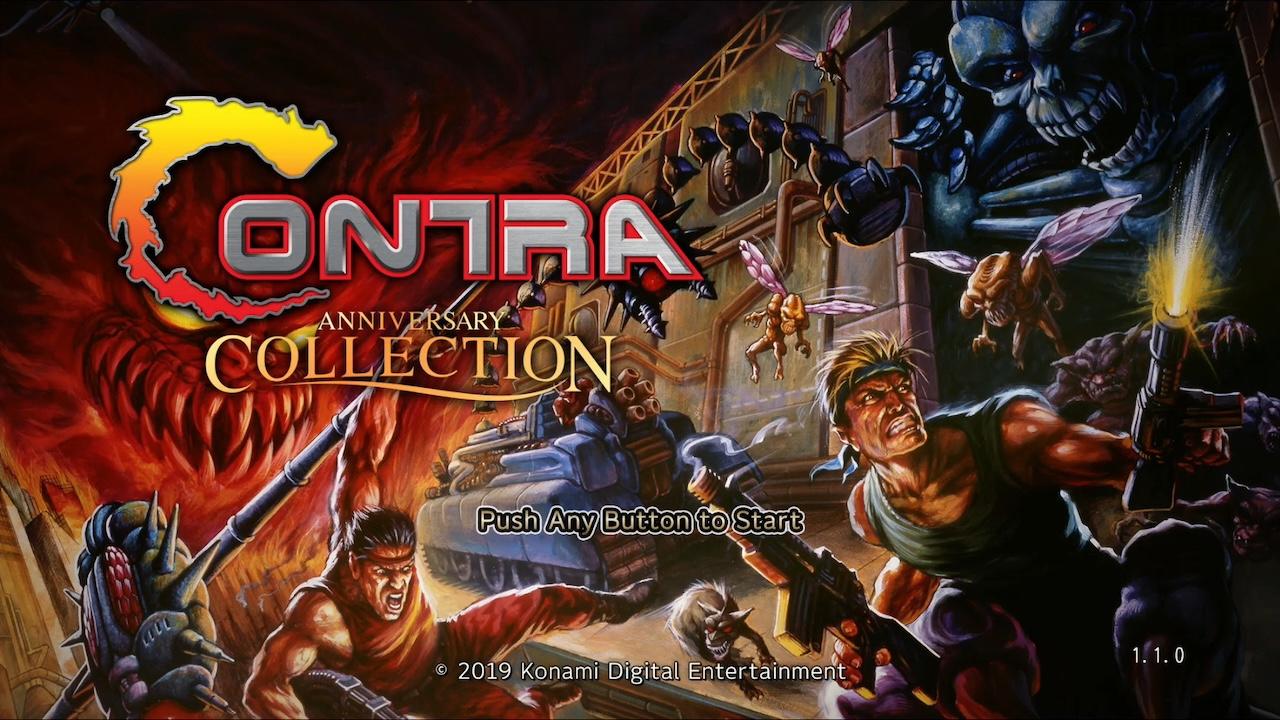Contra Anniversary Collection title screen for Nintendo Switch
