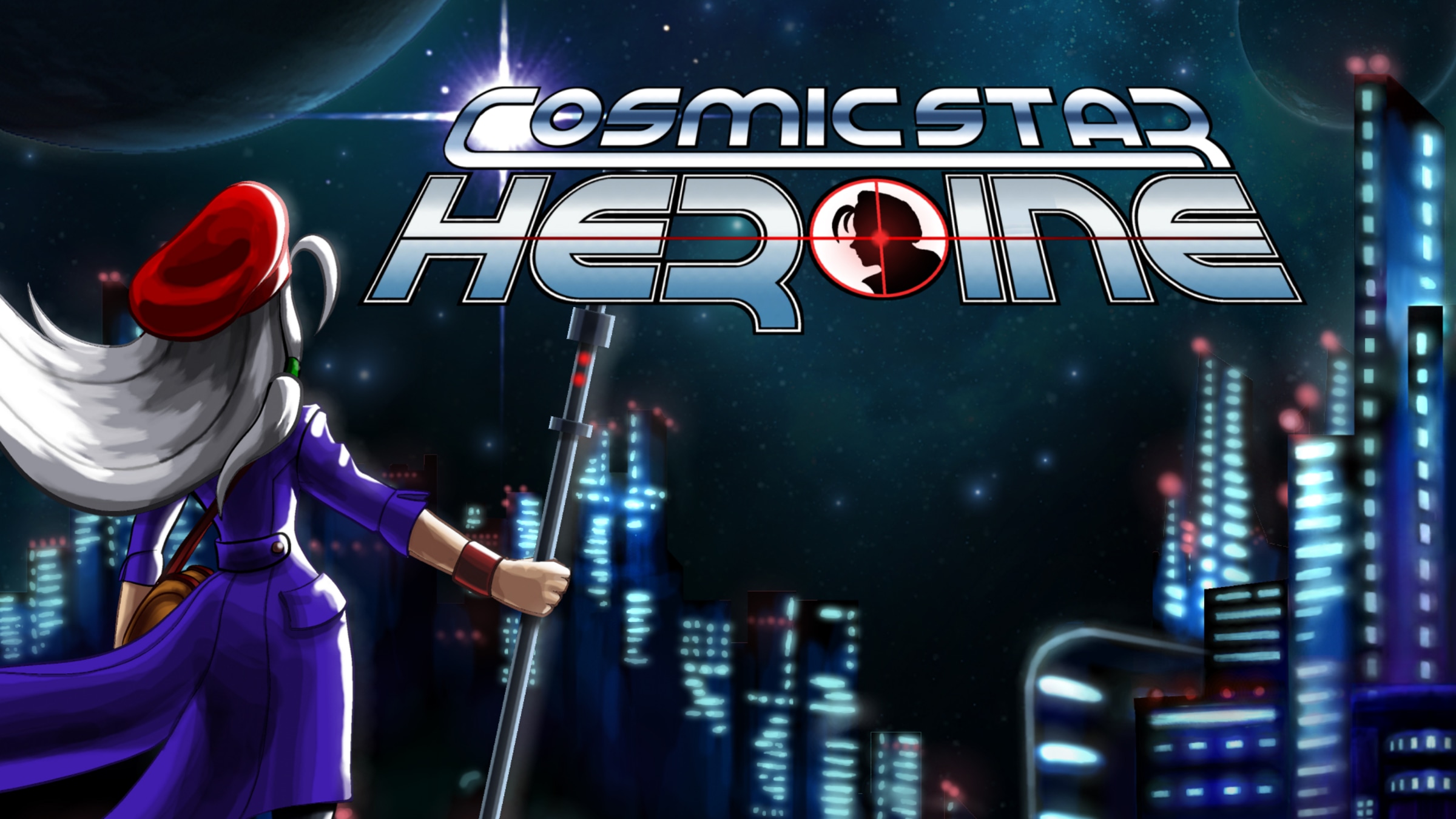 Cosmic Star Heroine title screen for Nintendo Switch
