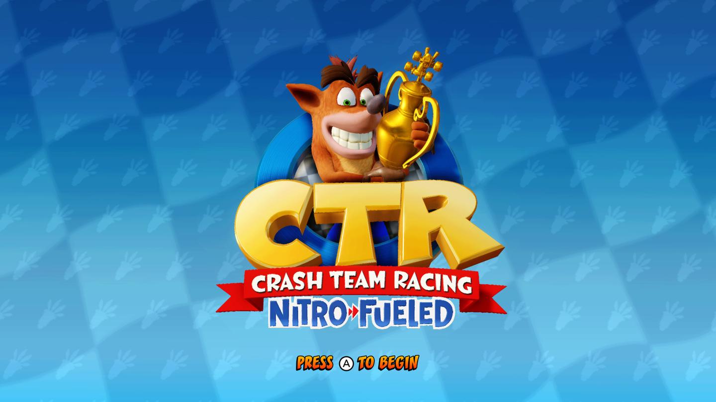 Crash Team Racing: Nitro Fueled title screen for Nintendo Switch