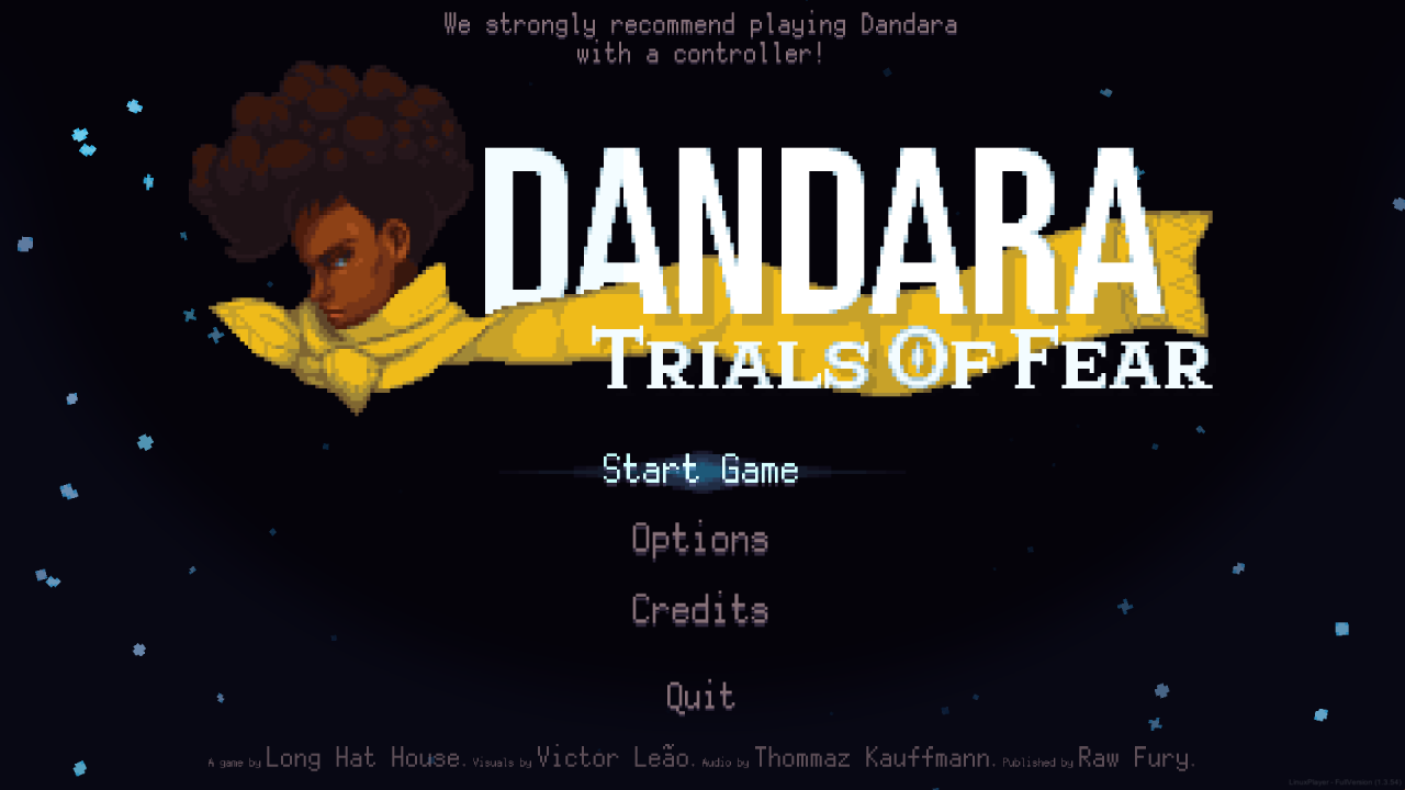 Dandara: Trials of Fear Edition title screen for Nintendo Switch