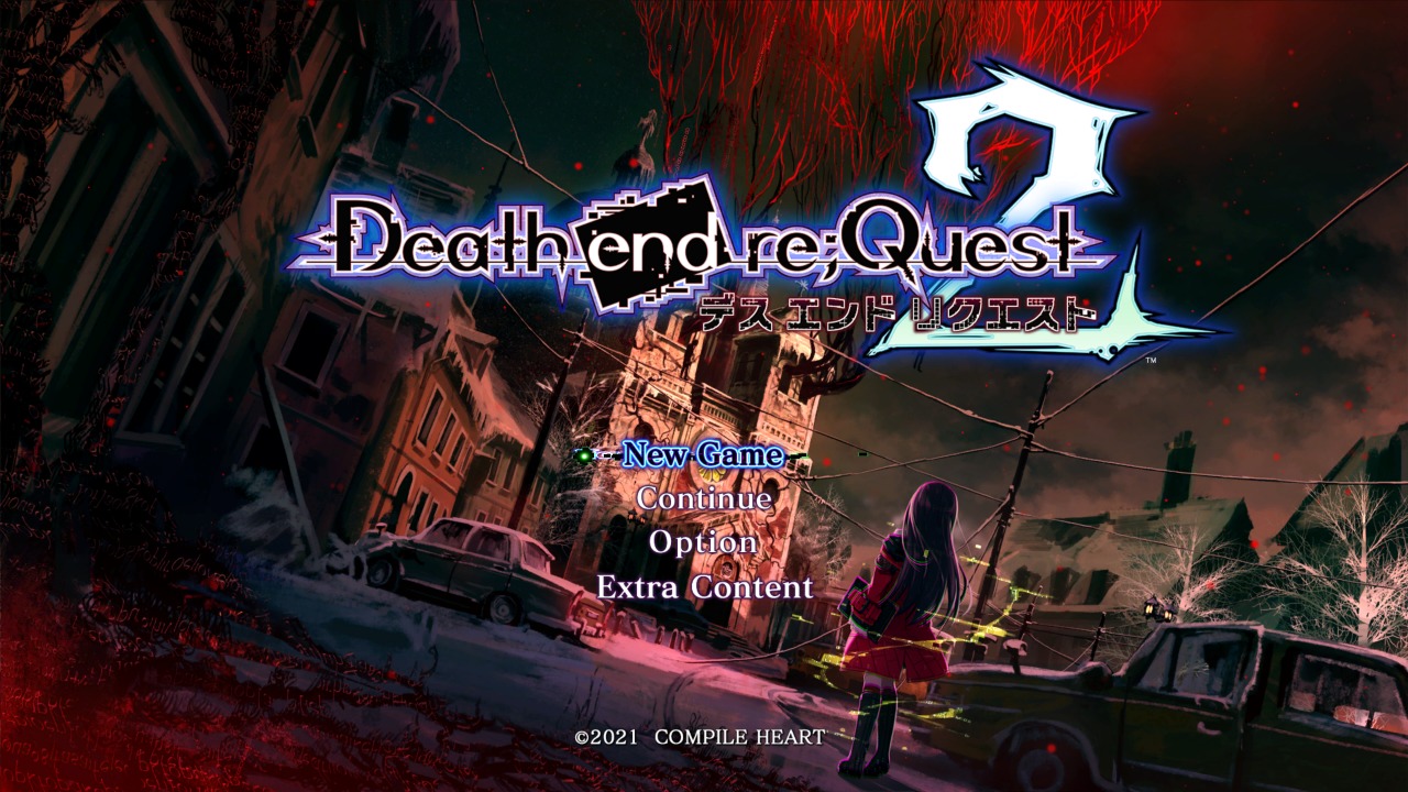 Death End Re;Quest 2 title screen for Nintendo Switch