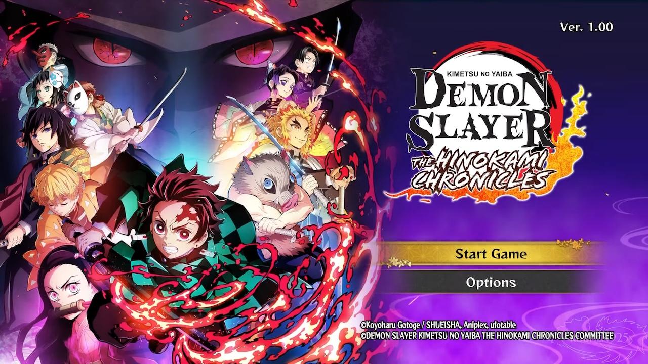 Demon Slayer The Hinokami Chronicles title screen for Nintendo Switch