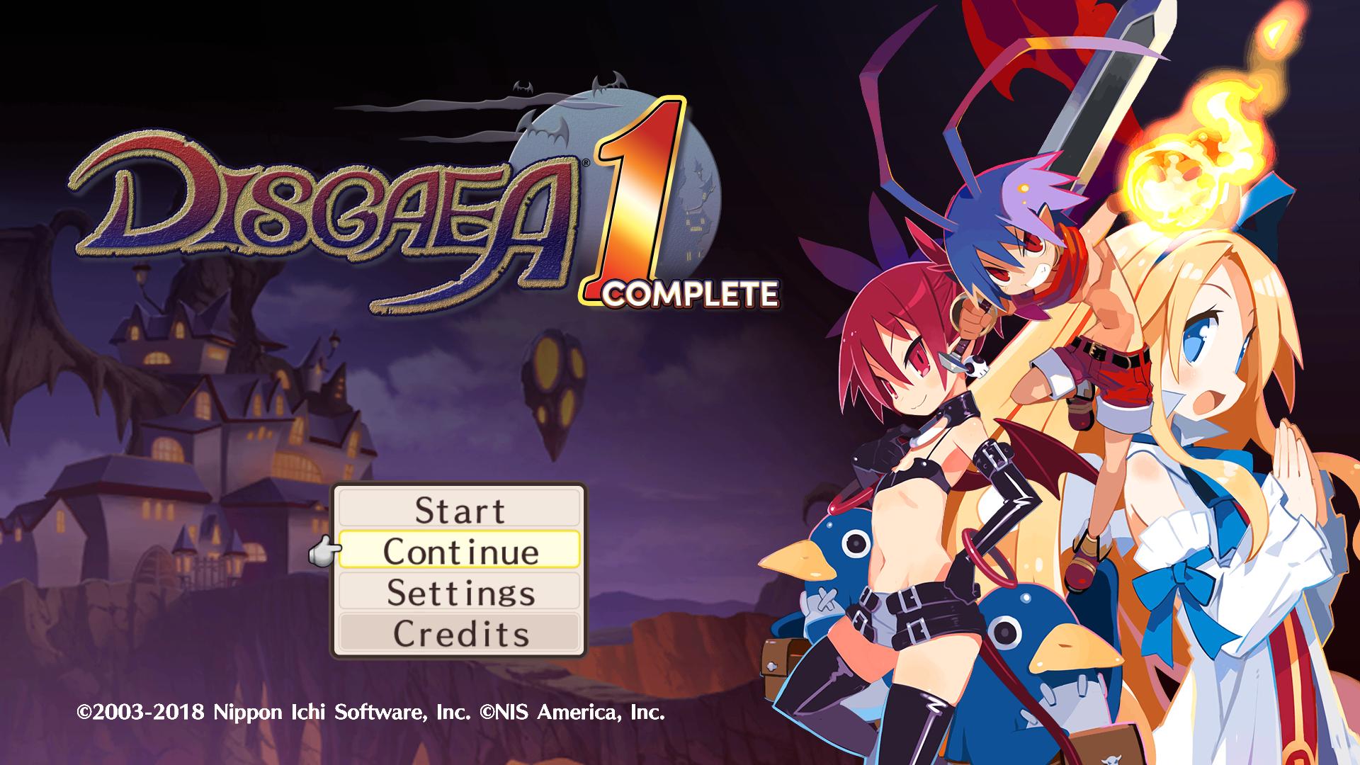 Disgaea 1 Complete title screen for Nintendo Switch