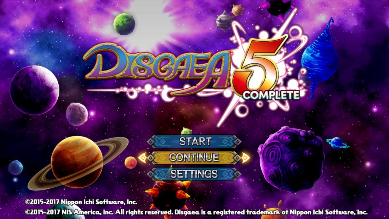 Disgaea 5 Complete title screen for Nintendo Switch
