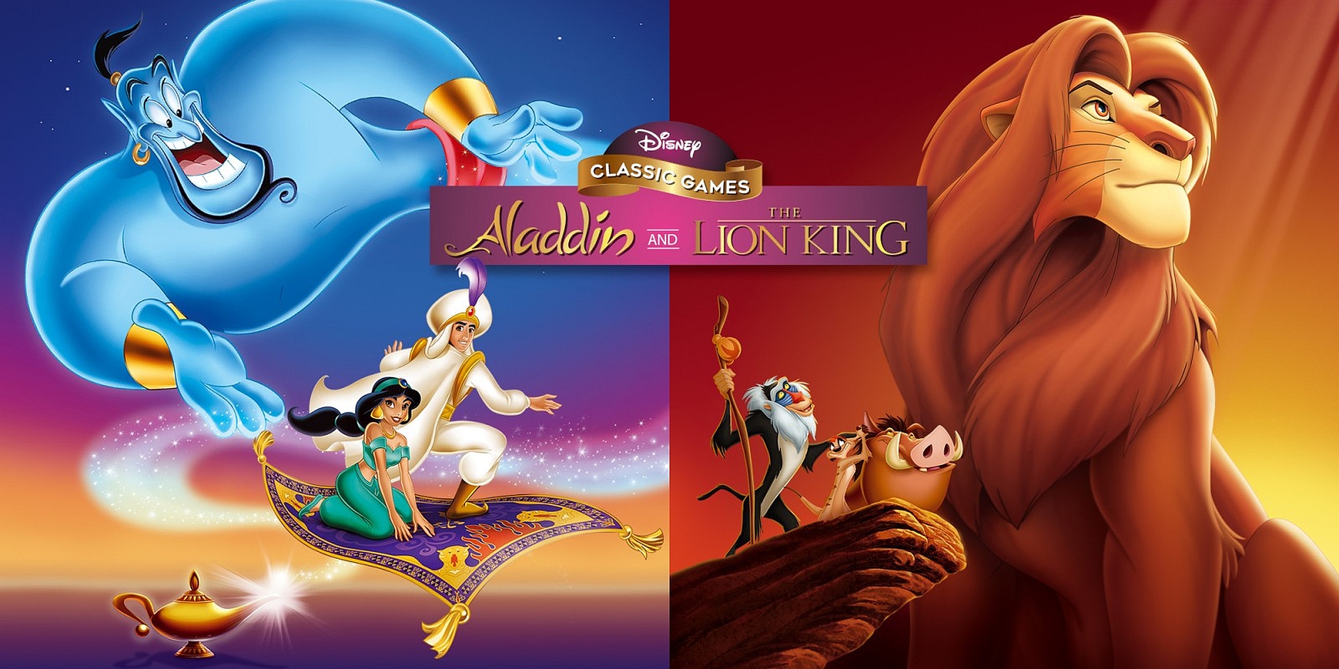Disney Classic Games: Aladdin and The Lion King title screen for Nintendo Switch