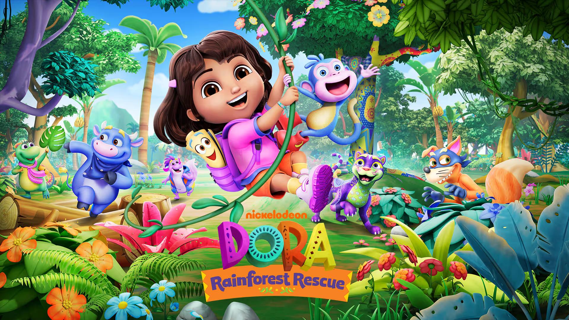 Dora Rainforest Rescue title screen for Nintendo Switch