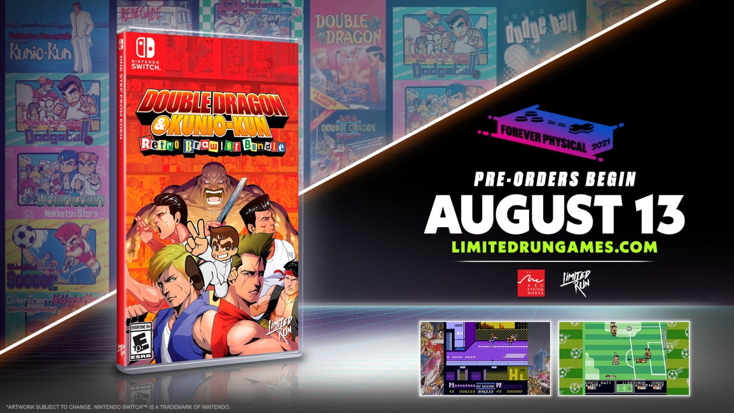 Double Dragon & Kunio-Kun Retro Brawler Bundle title screen for Nintendo Switch