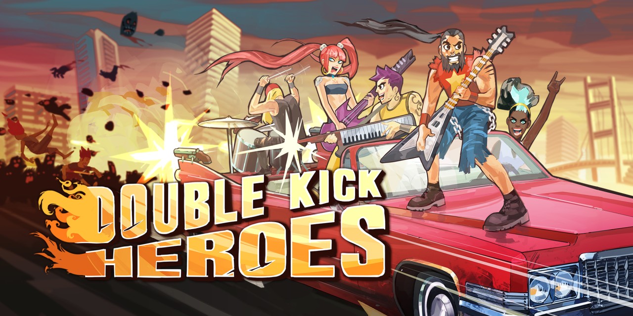 Double Kick Heroes title screen for Nintendo Switch