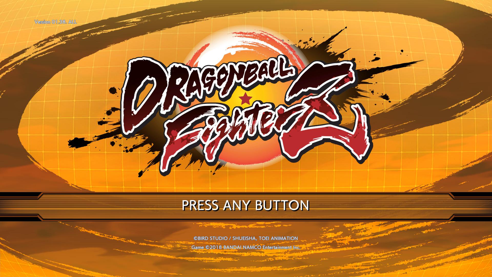 Dragon Ball FighterZ title screen for Nintendo Switch