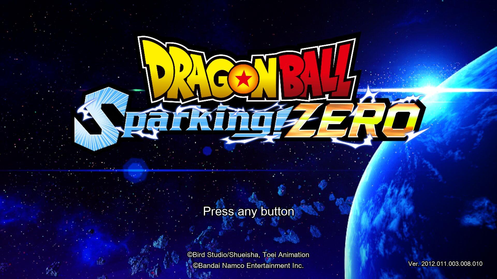 Dragon Ball: Sparking Zero title screen for Nintendo Switch
