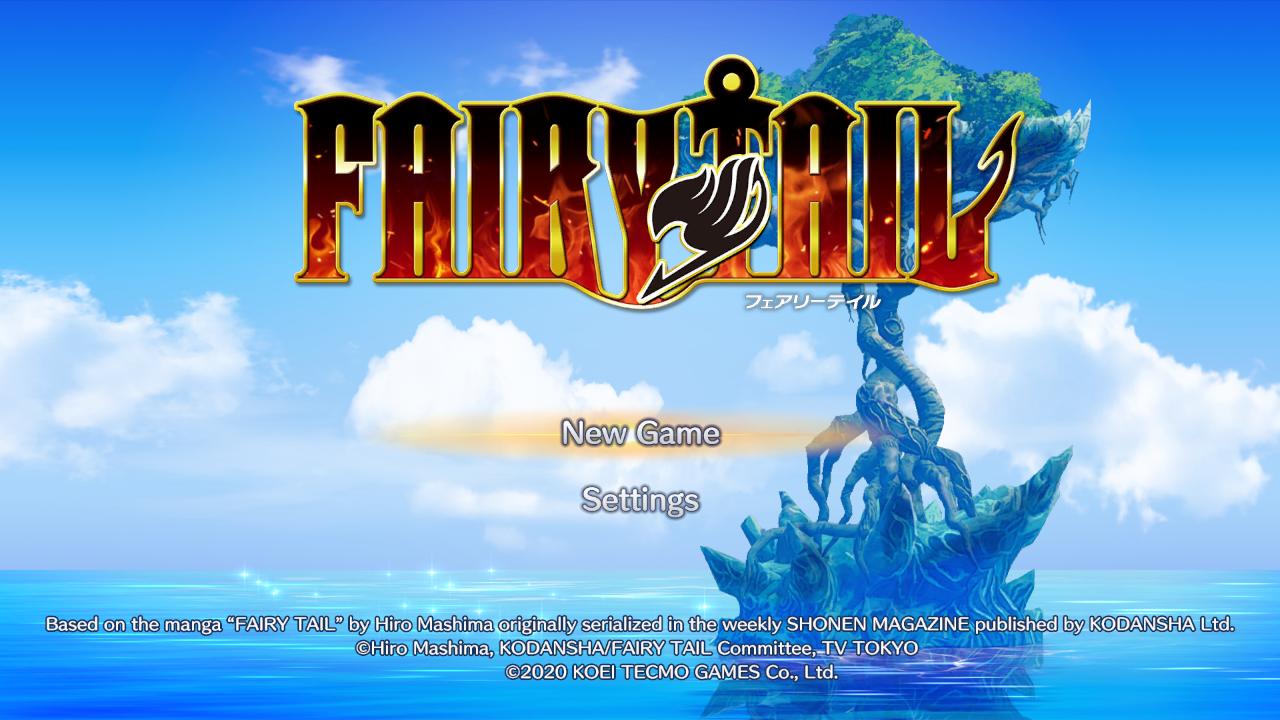 Fairy Tail title screen for Nintendo Switch