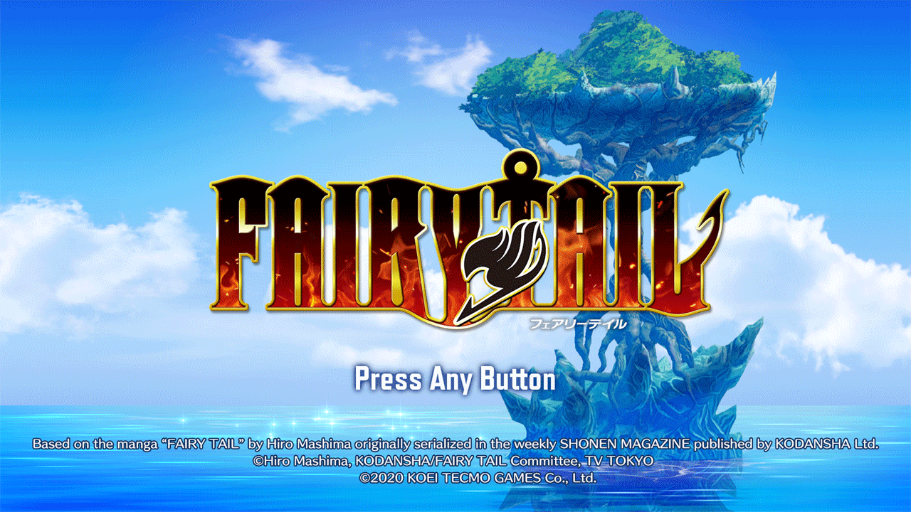 Fairy Tail title screen for Nintendo Switch