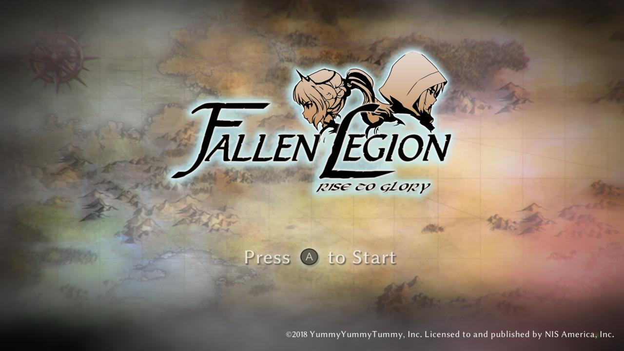 Fallen Legion: Rise to Glory title screen for Nintendo Switch