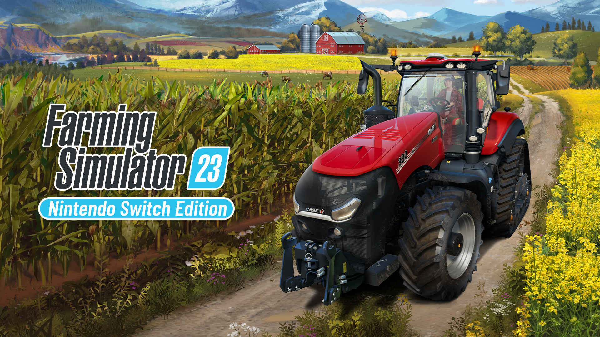 Farming Simulator 23 title screen for Nintendo Switch