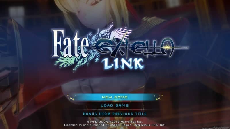 Fate/Extella Link title screen for Nintendo Switch