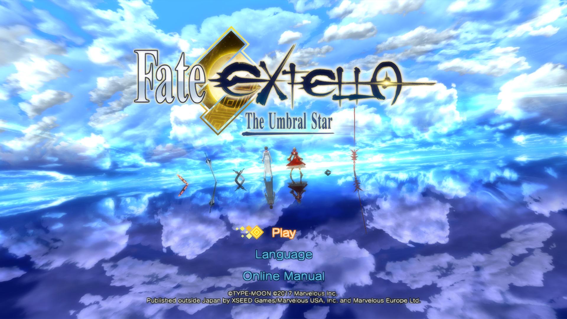 Fate/Extella: The Umbral Star title screen for Nintendo Switch