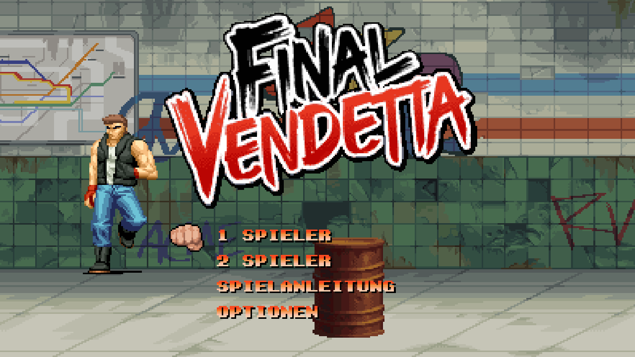 Final Vendetta title screen for Nintendo Switch