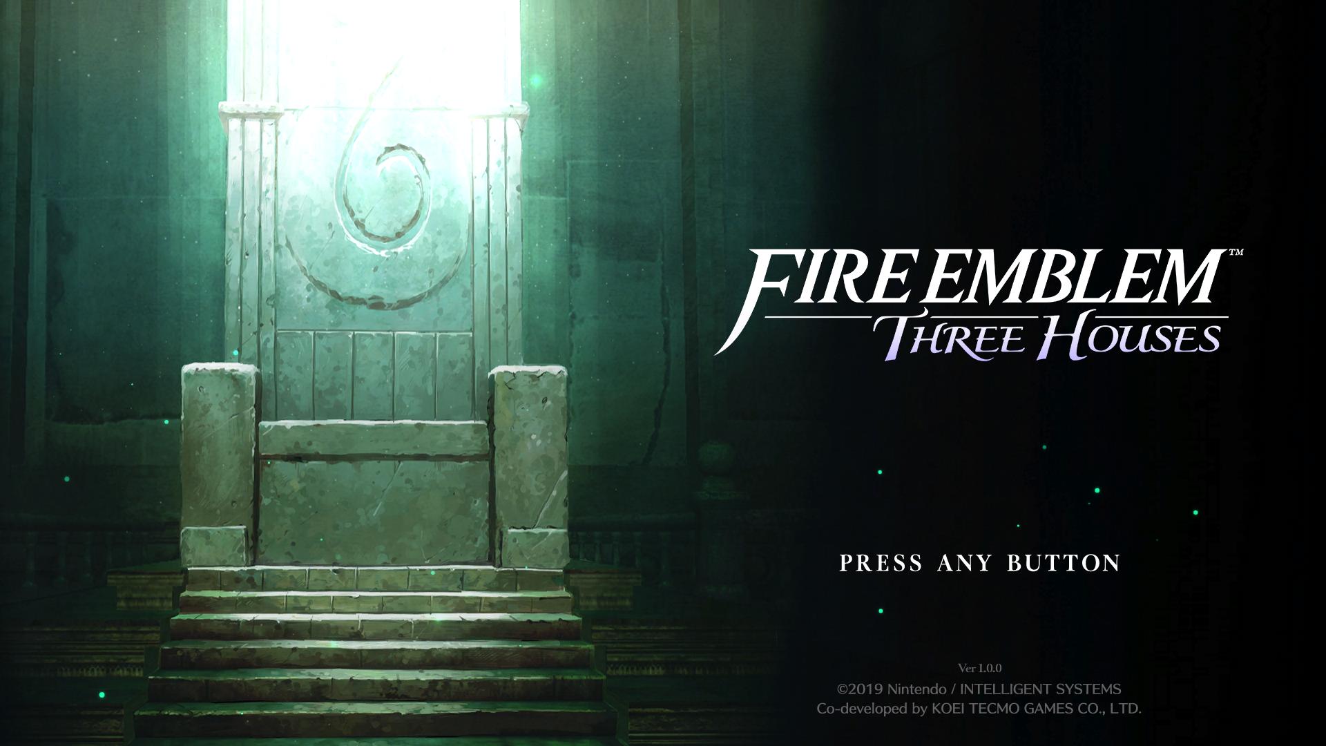 Fire Emblem: Three Houses title screen for Nintendo Switch