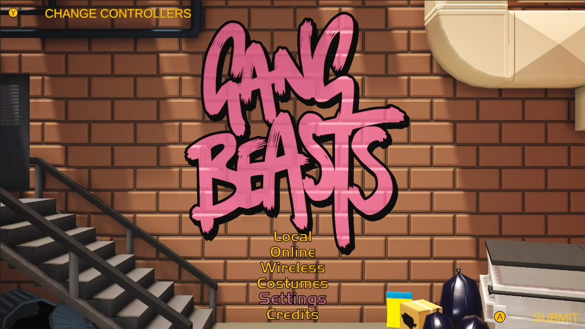 Gang Beasts title screen for Nintendo Switch