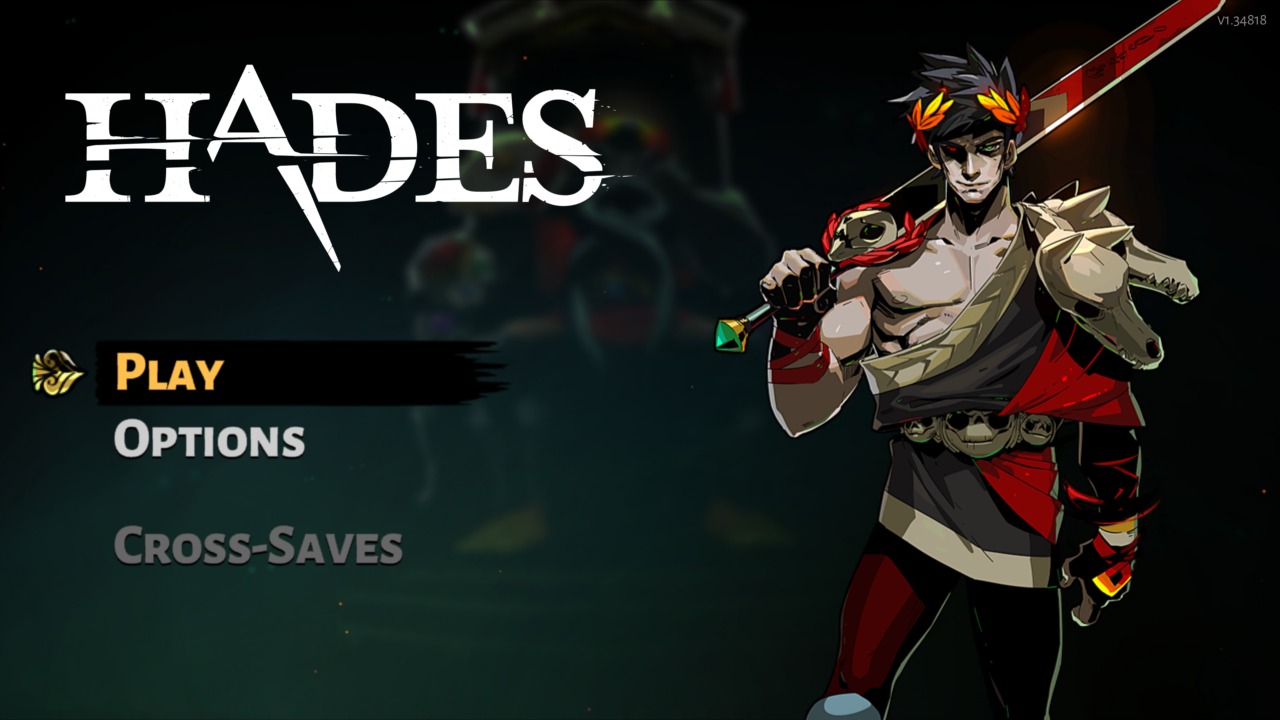 Hades title screen for Nintendo Switch