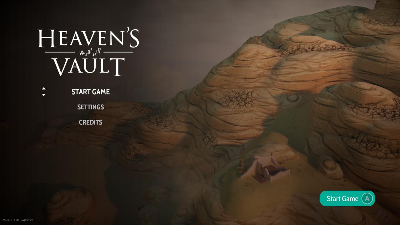 Heaven's Vault title screen for Nintendo Switch