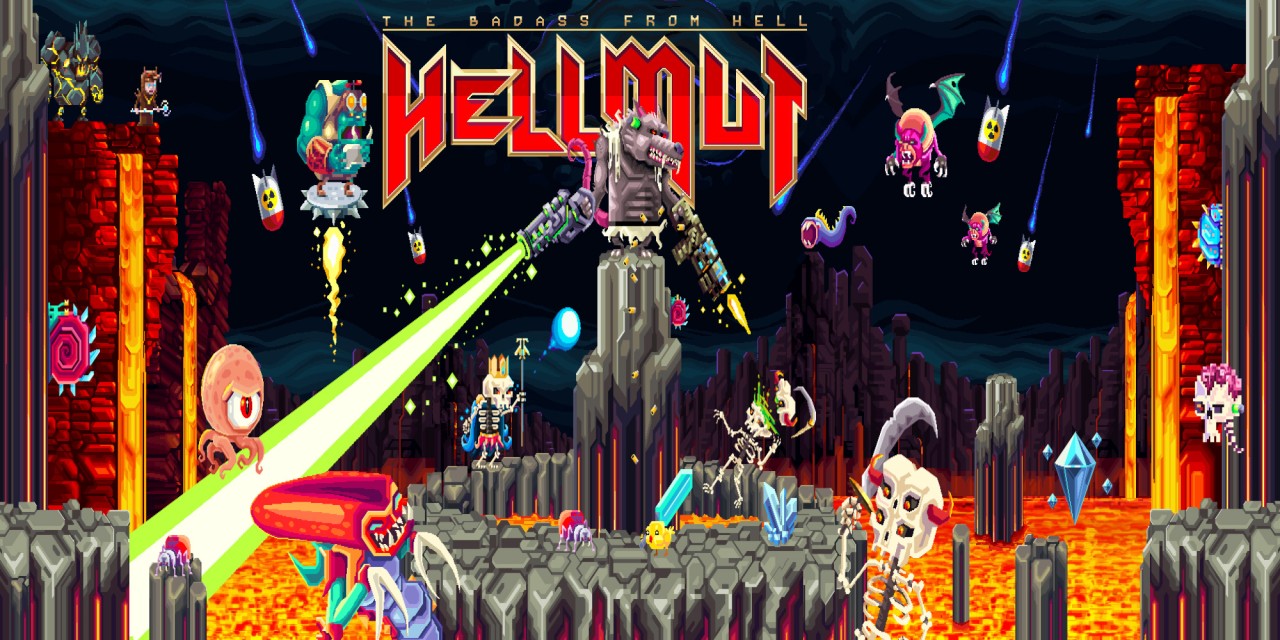 Hellmut: the badass from hell title screen for Nintendo Switch