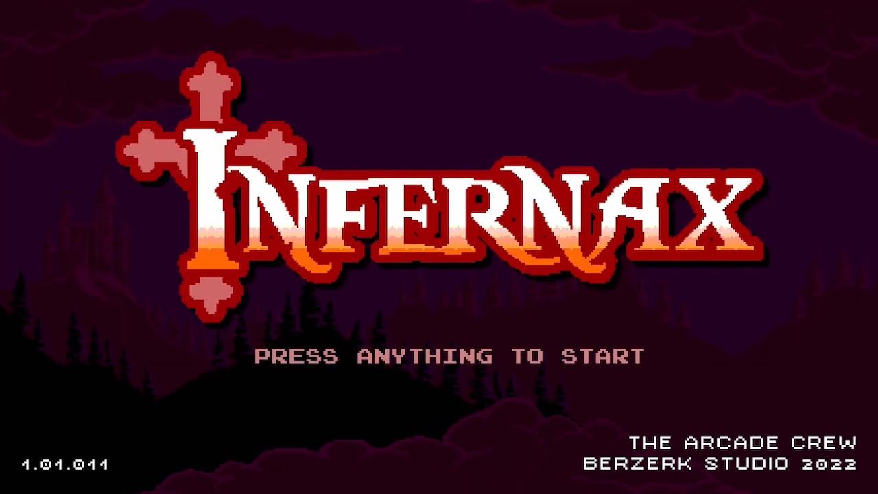 Infernax title screen for Nintendo Switch