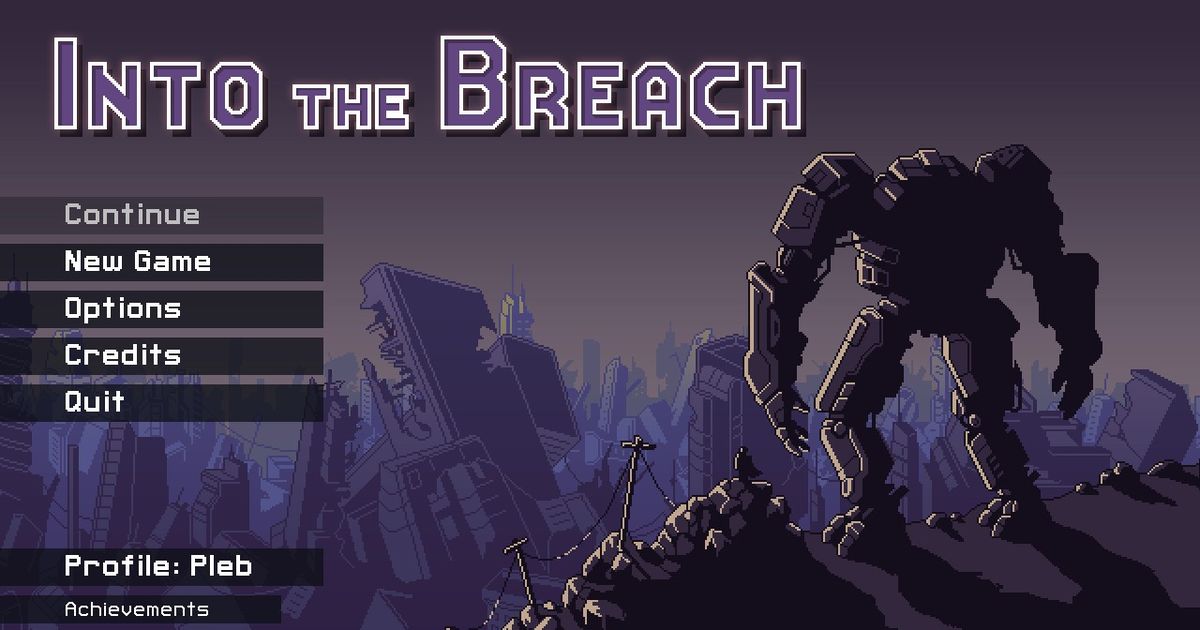 Into The Breach title screen for Nintendo Switch