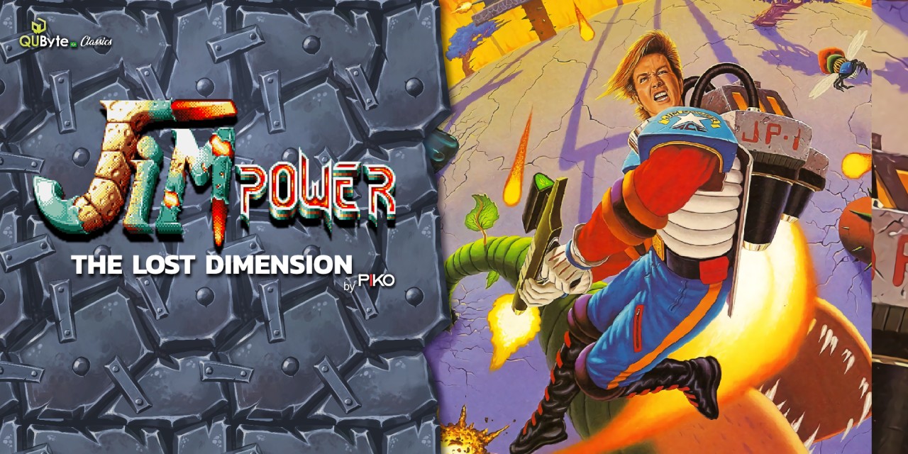 Jim Power: The Lost Dimension title screen for Nintendo Switch