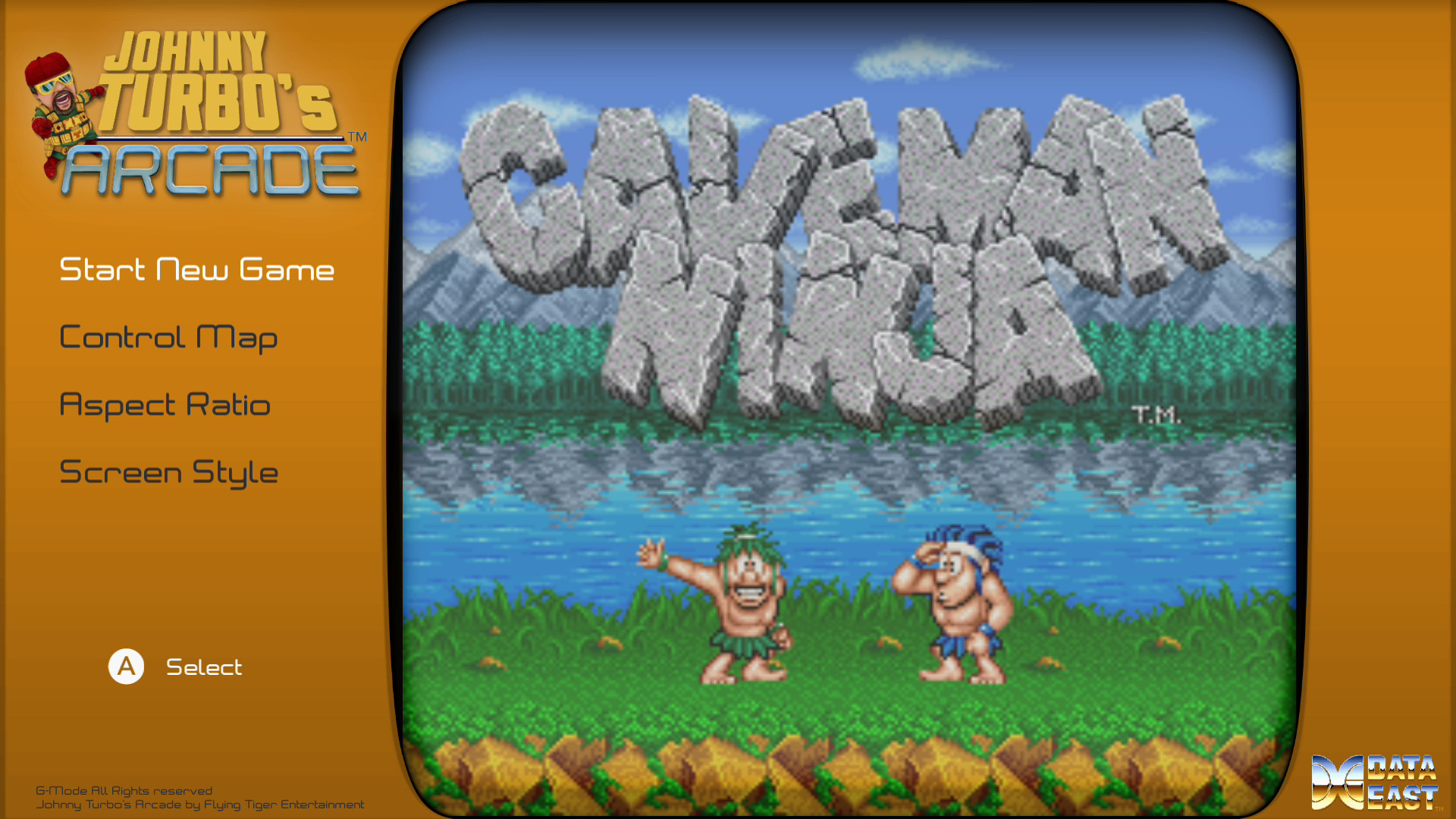 Joe & Mac: Caveman Ninja title screen for Nintendo Switch