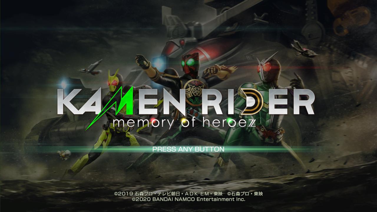 Kamen Rider: Memory of Heroez title screen for Nintendo Switch