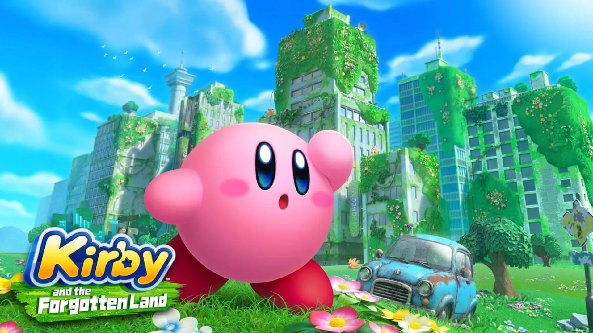 Kirby and the Forgotten Land title screen for Nintendo Switch