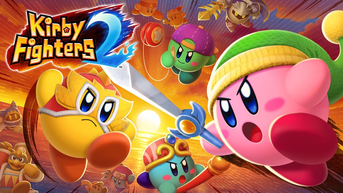 Kirby Fighters 2 title screen for Switch