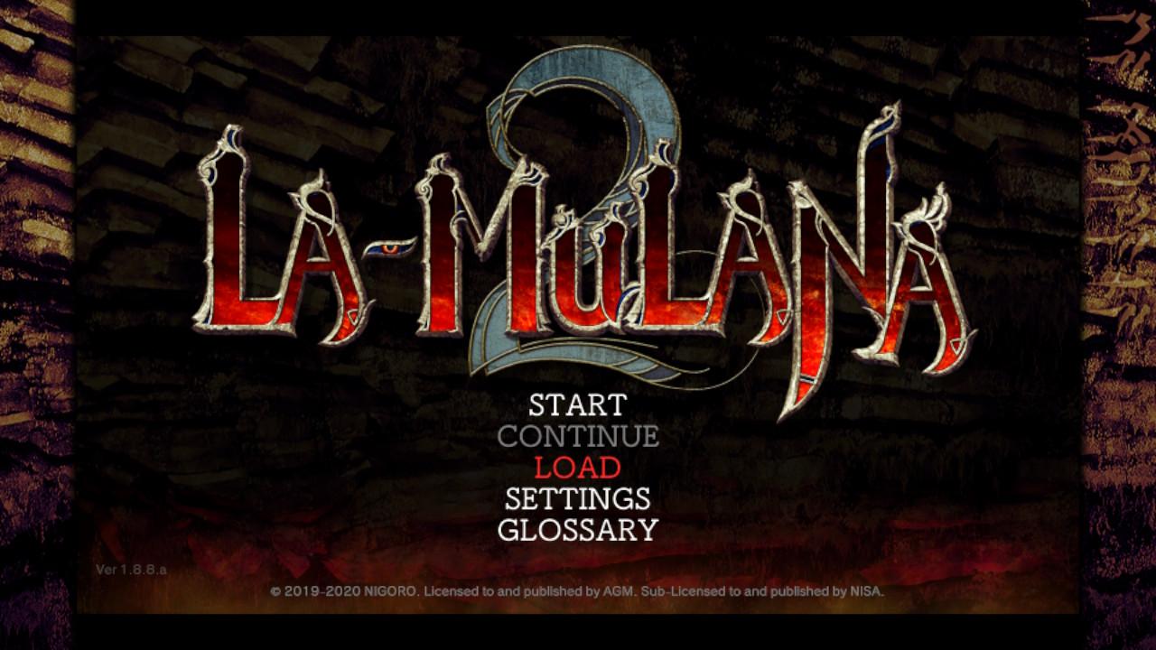 La-Mulana 2 title screen for Nintendo Switch