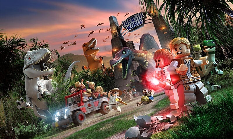 LEGO Jurassic World title screen for Nintendo Switch