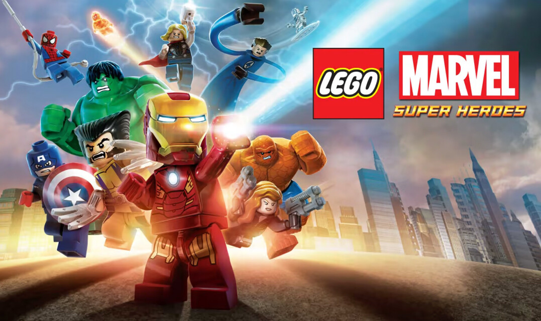 LEGO Marvel Super Heroes title screen for Nintendo Switch