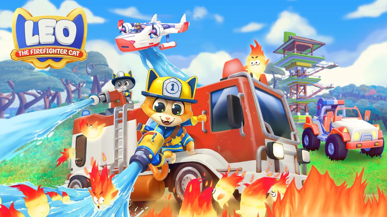 Leo The Firefighter Cat title screen for Nintendo Switch