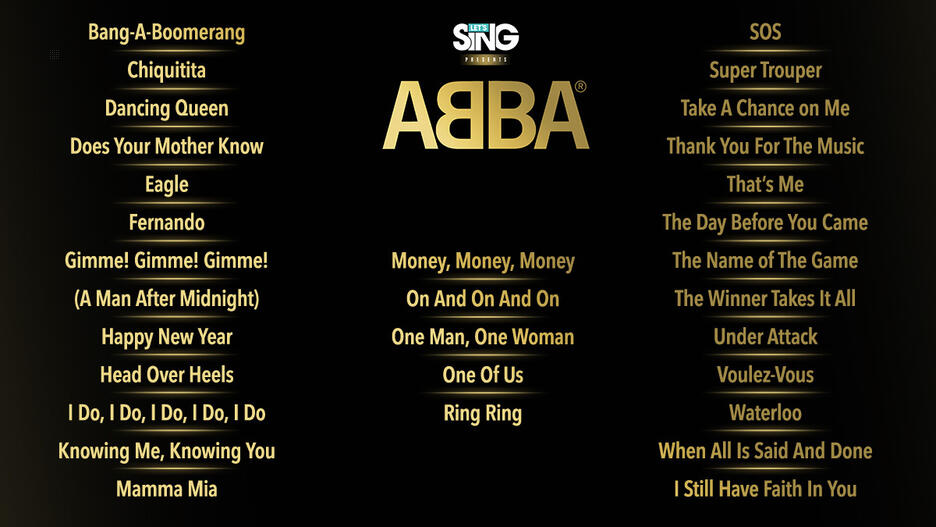Let's Sing ABBA title screen for Nintendo Switch