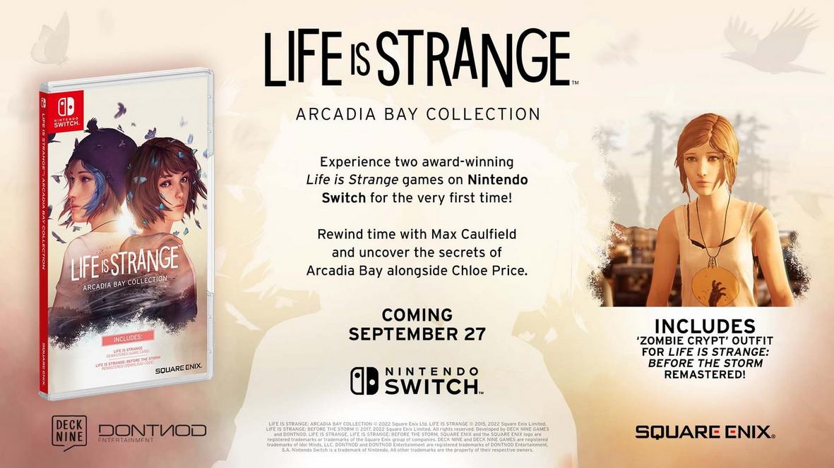 Life is Strange Arcadia Bay Collection title screen for Nintendo Switch