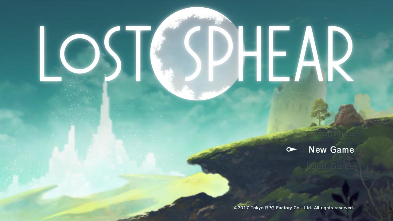 Lost Sphear title screen for Nintendo Switch