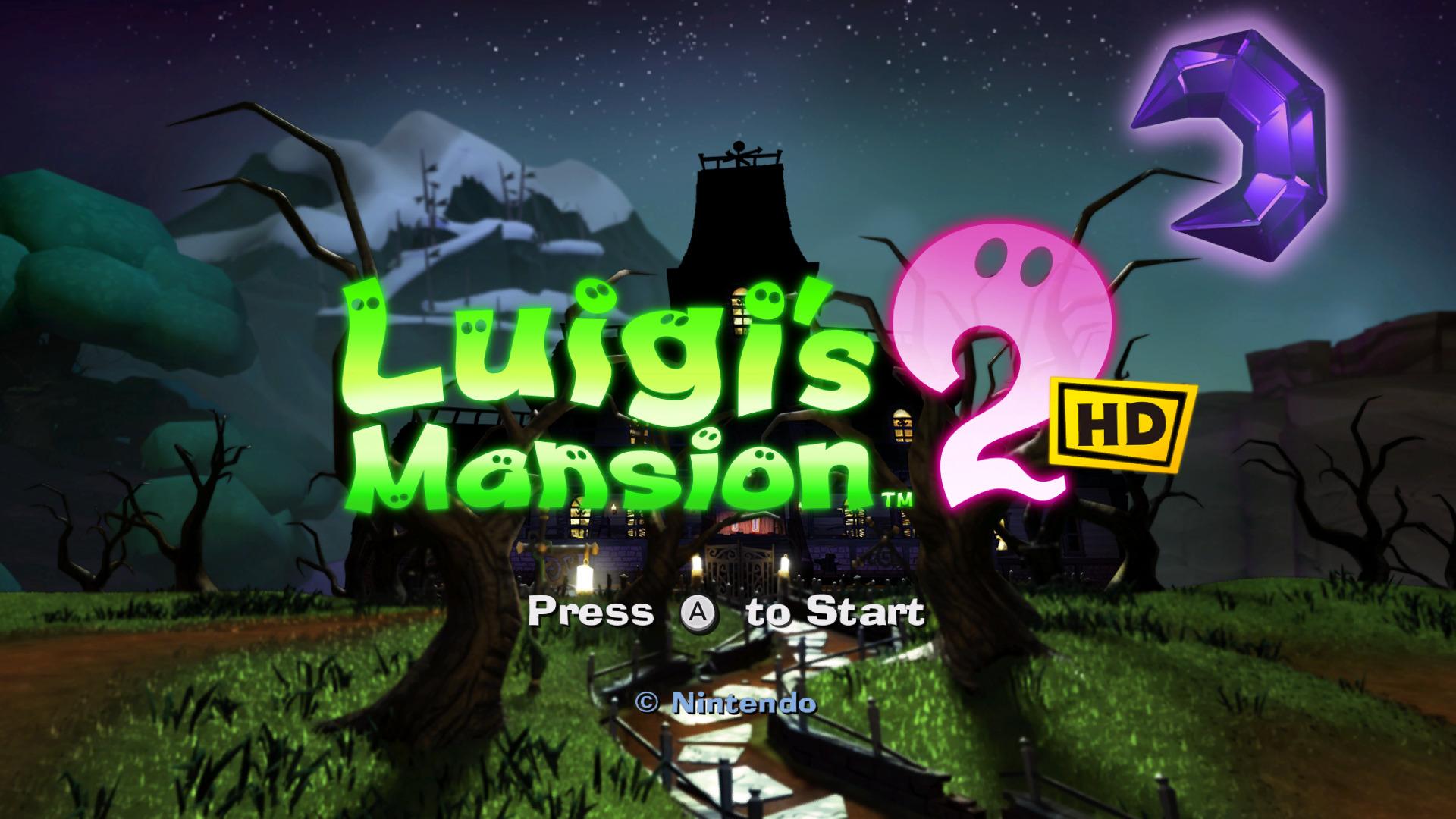Luigi's Mansion 2 HD title screen for Nintendo Switch