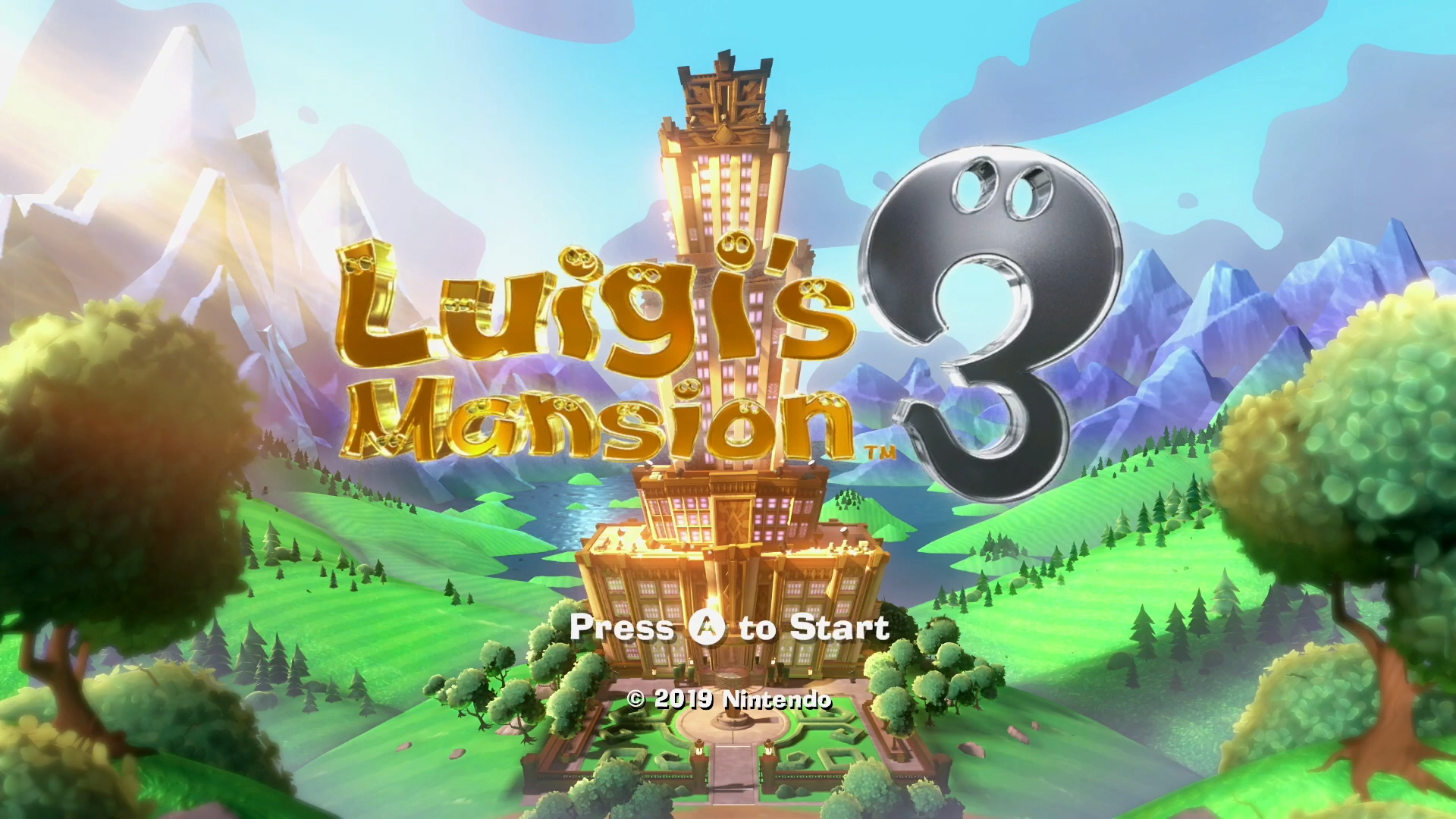 Luigi's Mansion 3 title screen for Nintendo Switch