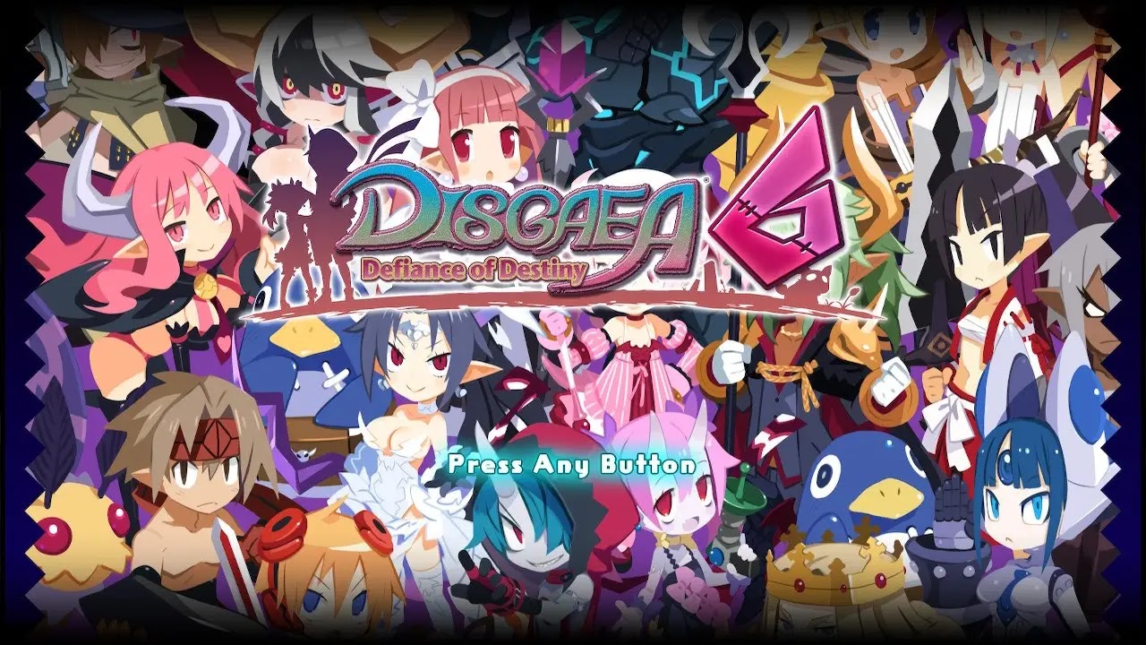 Makai Senki Disgaea 6 title screen for Nintendo Switch