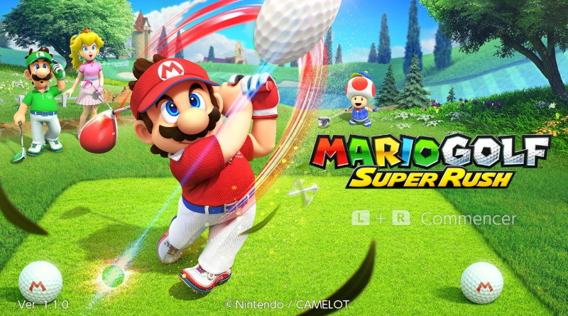 Mario Golf: Super Rush title screen for Nintendo Switch
