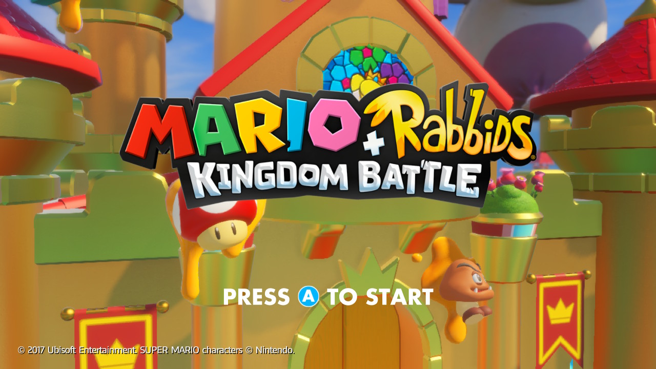 Mario + Rabbids Kingdom Battle title screen for Nintendo Switch